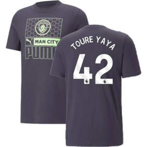 Puma (L) 2023-2024 Man City FtblCore AOP Tee (Dark Navy) (TOURE YAYA 42) Puma (L) 2023-2024 Man City FtblCore AOP Tee (Dark Navy) (TOURE YAYA 42)