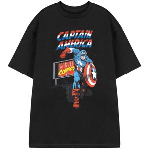(Large) Marvel Comic Captain Short Sleeved T-Shirt (Mens Black) (Large) Marvel Comic Captain Short Sleeved T-Shirt (Mens Black)