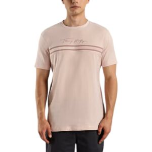 (Whimsy Pink, 3XL) Tommy Hilfiger Mens T Shirts Signature Tonal Flag Logo Summer (Whimsy Pink, 3XL) Tommy Hilfiger Mens T Shirts Signature Tonal Flag Logo Summer