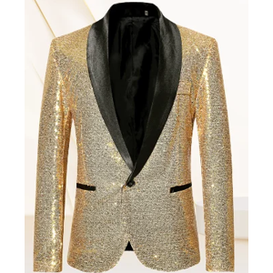 Sunshine_Dealer (XL)Mens Sequin Glitter Wedding Party Shawl Collar Blazer Jacket Sunshine_Dealer (XL)Mens Sequin Glitter Wedding Party Shawl Collar Blazer Jacket