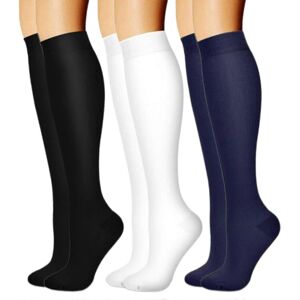 Kikidex (XXL, 10) 3 Pairs High Elastic Knee Length Compressed Socks for Sports Enthusias Kikidex (XXL, 10) 3 Pairs High Elastic Knee Length Compressed Socks for Sports Enthusias