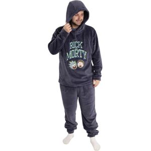 Rick And Morty Mens Characters Hooded Long-Sleeved Long Pyjama Set Rick And Morty Mens Characters Hooded Long-Sleeved Long Pyjama Set