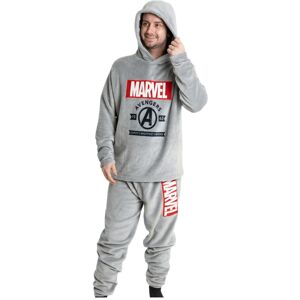 (XL, Grey) Avengers Mens Hooded Long-Sleeved Long Pyjama Set (XL, Grey) Avengers Mens Hooded Long-Sleeved Long Pyjama Set