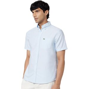 Lacoste Regular Fit Short Sleeved Oxford Shirt Blue Lacoste Regular Fit Short Sleeved Oxford Shirt Blue