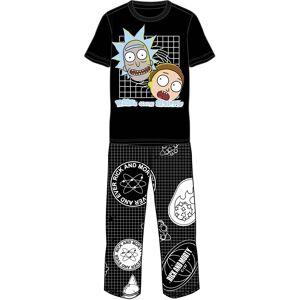 (S, Black/White) Rick And Morty Mens Grid Pyjama Set (S, Black/White) Rick And Morty Mens Grid Pyjama Set