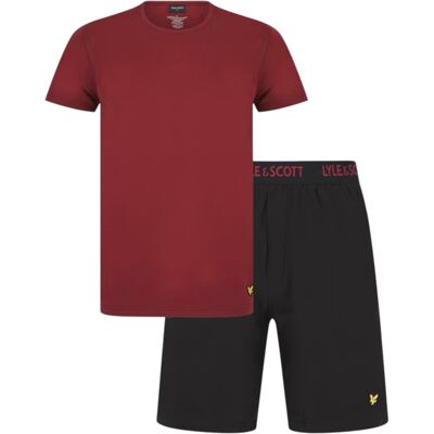 (Ruby Wine and Black, XL) Lyle and Scott Mens Lounge Sets Shorts T-Shirt (Ruby Wine and Black, XL) Lyle and Scott Mens Lounge Sets Shorts T-Shirt