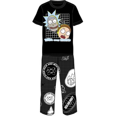 (XL, Black/White) Rick And Morty Mens Grid Pyjama Set (XL, Black/White) Rick And Morty Mens Grid Pyjama Set