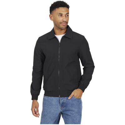 (S, Black) Brave Soul Mens Seersucker Harrington Jacket (S, Black) Brave Soul Mens Seersucker Harrington Jacket