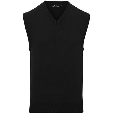 (4XL, Black) Premier Mens Knitted Sleeveless Sweater Vest (4XL, Black) Premier Mens Knitted Sleeveless Sweater Vest