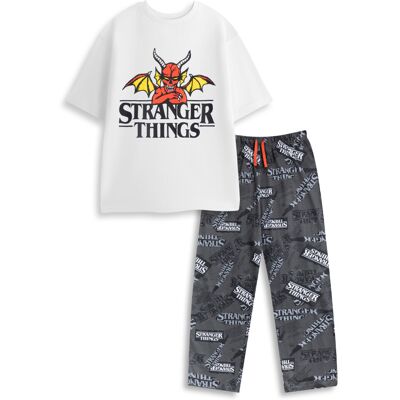 (X-Large) Stranger Things Short Sleeve Long Leg Pyjama Set (Mens White) (X-Large) Stranger Things Short Sleeve Long Leg Pyjama Set (Mens White)