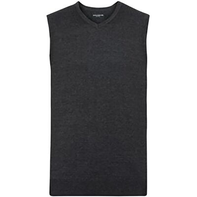 Russell Collection Mens Charcoal Marl V-Neck Sleeveless Sweater - Sweater Russell Collection Mens Charcoal Marl V-Neck Sleeveless Sweater - Sweater