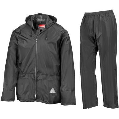 (2XL, Black) Result Mens Heavyweight Waterproof Rain Suit (Jacket & Trouser Suit (2XL, Black) Result Mens Heavyweight Waterproof Rain Suit (Jacket & Trouser Suit