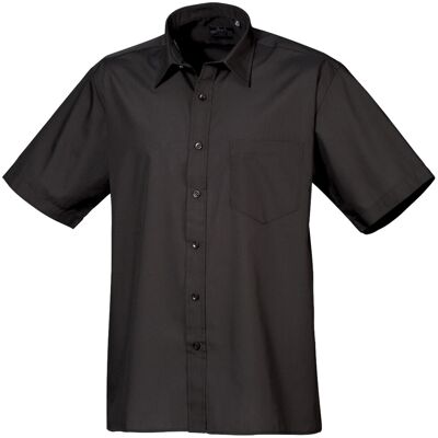 Premier 14.5 Black Mens Short Sleeve Formal Poplin Shirt Premier 14.5 Black Mens Short Sleeve Formal Poplin Shirt