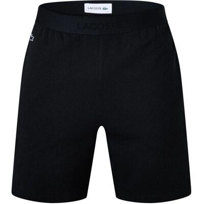 (L, Black) Lacoste Mens Waffle Relaxed Fit Pyjama Shorts (L, Black) Lacoste Mens Waffle Relaxed Fit Pyjama Shorts