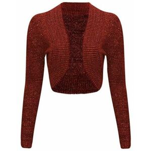 Louise201616 (Rust, XL 16-18) Womens Lurex Bolero Shrug Long Sleeve Shiny Knitted Top Cardiga Louise201616 (Rust, XL 16-18) Womens Lurex Bolero Shrug Long Sleeve Shiny Knitted Top Cardiga