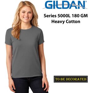 (M) Gildan Female Ladies Womens Heavy Cotton Basic Charcoal T-Shirt Tee Tops (M) Gildan Female Ladies Womens Heavy Cotton Basic Charcoal T-Shirt Tee Tops