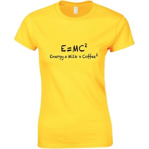 Gildan (XL) E=mc2 Energy Milk Coffee Funny Einstein Ladies Women Yellow T-Shirt Tee Top Gildan (XL) E=mc2 Energy Milk Coffee Funny Einstein Ladies Women Yellow T-Shirt Tee Top