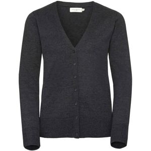 (L, Charcoal Marl) Russell Collection Ladies/Womens V-neck Knitted Cardigan (L, Charcoal Marl) Russell Collection Ladies/Womens V-neck Knitted Cardigan