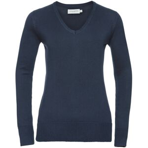 (M, French Navy) Russell Collection Ladies/Womens V-Neck Knitted Pullover Sweats (M, French Navy) Russell Collection Ladies/Womens V-Neck Knitted Pullover Sweats