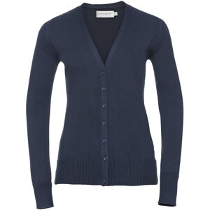 (S, French Navy) Russell Collection Ladies/Womens V-neck Knitted Cardigan (S, French Navy) Russell Collection Ladies/Womens V-neck Knitted Cardigan