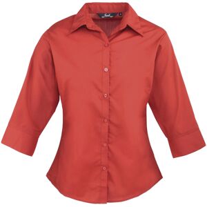 (22, Red) Premier Womens/Ladies Poplin 3/4 Sleeve Blouse (22, Red) Premier Womens/Ladies Poplin 3/4 Sleeve Blouse
