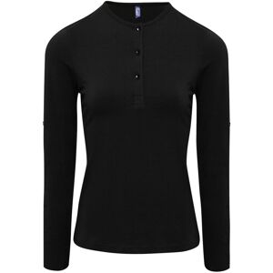 (XL, Black) Premier Womens/Ladies Long John Roll Sleeve Tee (XL, Black) Premier Womens/Ladies Long John Roll Sleeve Tee