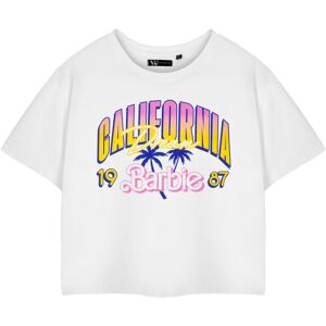 (Medium) Barbie Cropped Short Sleeved T-Shirt (Womens White) (Medium) Barbie Cropped Short Sleeved T-Shirt (Womens White)