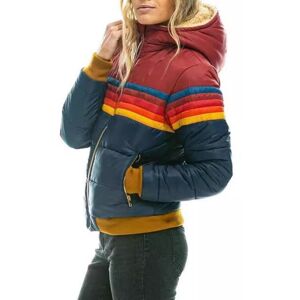 Unbranded (Blue, M) Womens Rainbow Zip-up Winter Down Casual Striped Hooded Puffer Coat Unbranded (Blue, M) Womens Rainbow Zip-up Winter Down Casual Striped Hooded Puffer Coat