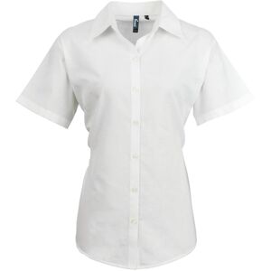 Premier Womens/Ladies Signature Pearlised Oxford Short-Sleeved Shirt Premier Womens/Ladies Signature Pearlised Oxford Short-Sleeved Shirt