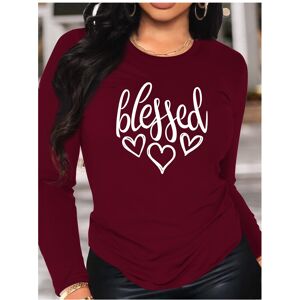Maxpower (KY87-red, L) Blessed Heart Print Crew Neck T shirt Casual Long Autumn winter to Maxpower (KY87-red, L) Blessed Heart Print Crew Neck T shirt Casual Long Autumn winter to