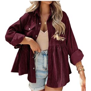 Maxpower (XL, Claret) New Women's Long Sleeved Corduroy Ruffle Edge Shirt Top Button Up S Maxpower (XL, Claret) New Women's Long Sleeved Corduroy Ruffle Edge Shirt Top Button Up S
