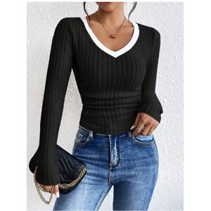 Maxpower (Black, L) Women's T-Shirts Autumn Winter Fashion Contrast Color Long Sleeve V-N Maxpower (Black, L) Women's T-Shirts Autumn Winter Fashion Contrast Color Long Sleeve V-N