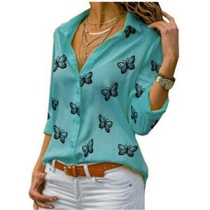 Maxpower (Light Green, L) Women Long Sleeve Blouse Oversized Spring Autumn Turn Down Coll Maxpower (Light Green, L) Women Long Sleeve Blouse Oversized Spring Autumn Turn Down Coll