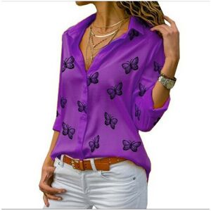 Maxpower (PURPLE, M) Women Long Sleeve Blouse Oversized Spring Autumn Turn Down Collar Lo Maxpower (PURPLE, M) Women Long Sleeve Blouse Oversized Spring Autumn Turn Down Collar Lo