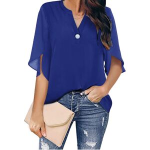 Maxpower (Blue, 3XL) Women V Neck Chiffon Loose Blouse Tops Summer Casual Lady Solid Eleg Maxpower (Blue, 3XL) Women V Neck Chiffon Loose Blouse Tops Summer Casual Lady Solid Eleg