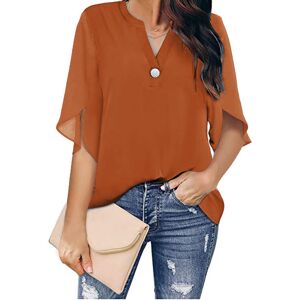 Maxpower (Orange, XL) Women V Neck Chiffon Loose Blouse Tops Summer Casual Lady Solid Ele Maxpower (Orange, XL) Women V Neck Chiffon Loose Blouse Tops Summer Casual Lady Solid Ele