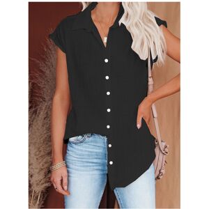 Maxpower (black., L) Summer New Solid Color Single Breasted Lapel Shirt Sleeveless Loose Maxpower (black., L) Summer New Solid Color Single Breasted Lapel Shirt Sleeveless Loose
