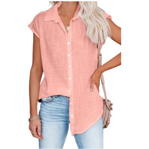 Maxpower (pink., XXXL) Summer New Solid Color Single Breasted Lapel Shirt Sleeveless Loos Maxpower (pink., XXXL) Summer New Solid Color Single Breasted Lapel Shirt Sleeveless Loos