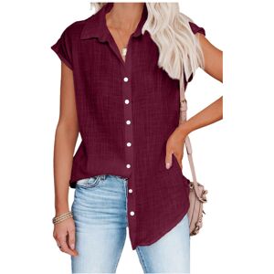 Maxpower (Wine red, XXL) Summer New Solid Color Single Breasted Lapel Shirt Sleeveless Lo Maxpower (Wine red, XXL) Summer New Solid Color Single Breasted Lapel Shirt Sleeveless Lo