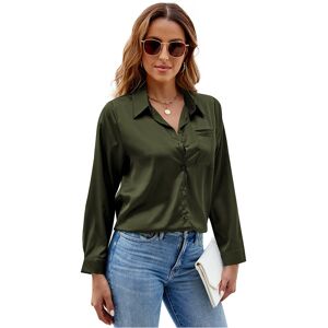 Maxpower (army green, M) Spring Autumn Women Satin Button Up Shirt New Long Sleeve Tops Maxpower (army green, M) Spring Autumn Women Satin Button Up Shirt New Long Sleeve Tops