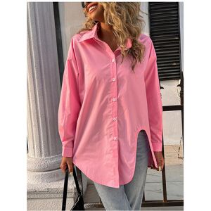 Maxpower (Pink, S) Spring And Summer New Women's Solid Color Single Row Of Buttons Blouse Maxpower (Pink, S) Spring And Summer New Women's Solid Color Single Row Of Buttons Blouse