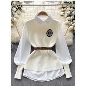 Maxpower (apricot, One Size) SINGREINY Korean Style Knitted Sleeveless Badge Sweater Pull Maxpower (apricot, One Size) SINGREINY Korean Style Knitted Sleeveless Badge Sweater Pull