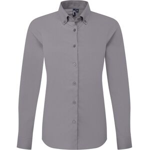 (4XL, Steel Grey) Premier Womens/Ladies Supreme Oxford Long-Sleeved Shirt (4XL, Steel Grey) Premier Womens/Ladies Supreme Oxford Long-Sleeved Shirt