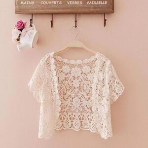 Unbranded (M, beige) White Black Apricot Women Short Sleeve Shrug Bolero Lace Wedding Brid Unbranded (M, beige) White Black Apricot Women Short Sleeve Shrug Bolero Lace Wedding Brid
