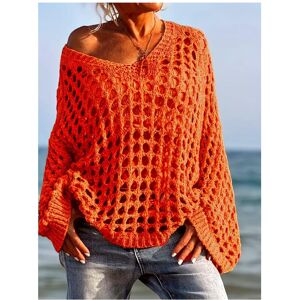 Unbranded (Orange, XL) Women's Plain Hollow Out Sweater, Loose Casual Long Sleeve Jumper f Unbranded (Orange, XL) Women's Plain Hollow Out Sweater, Loose Casual Long Sleeve Jumper f