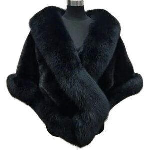 Unbranded (black) Thickened Warm Mink Fox Fluffy Cape Coat Solid Color Women Winter Faux F Unbranded (black) Thickened Warm Mink Fox Fluffy Cape Coat Solid Color Women Winter Faux F