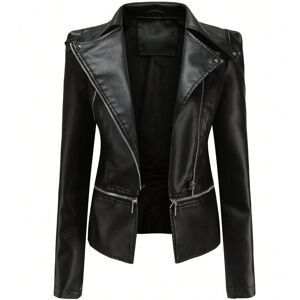 Gaatpot (black, XL) Women's leather jacket with detachable hem Spring and Autumn coat Wo Gaatpot (black, XL) Women's leather jacket with detachable hem Spring and Autumn coat Wo