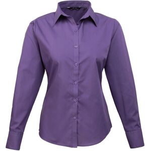 (16, Purple) Premier Womens/Ladies Poplin Long-Sleeved Blouse (16, Purple) Premier Womens/Ladies Poplin Long-Sleeved Blouse