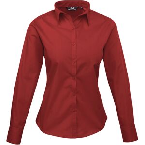 (12, Burgundy) Premier Womens/Ladies Poplin Long-Sleeved Blouse (12, Burgundy) Premier Womens/Ladies Poplin Long-Sleeved Blouse