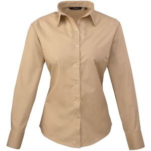(6, Khaki) Premier Womens/Ladies Poplin Long-Sleeved Blouse (6, Khaki) Premier Womens/Ladies Poplin Long-Sleeved Blouse
